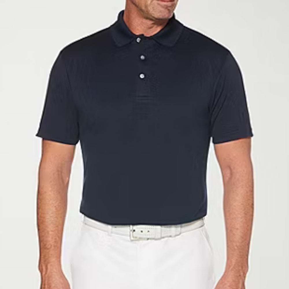PGA TOUR Airflux Mens Dark Blue Short Sleeve Performance Polo Shirt Size XL Golf